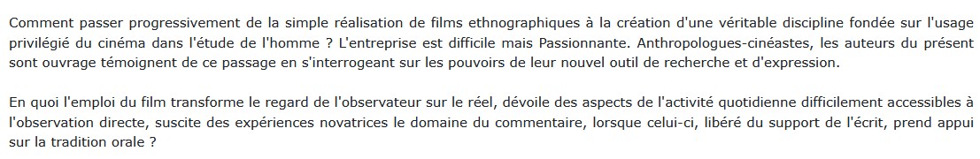 film ethnographique à l'anthropologie filmique
