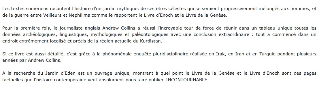 A la recherche du jardin d'éden, Andrew Collin 