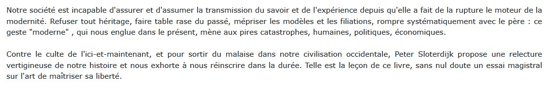 Après nous le déluge – Les Temps modernes comme expérience antigénéalogique, Peter Sloterdijk