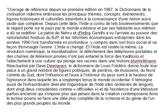 Dictionnaire de la civilisation indienne, Louis Frédéric 