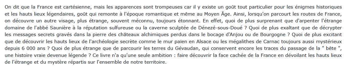 Hauts Lieux croyances et légendes de la France mystérieuse, Claude Arz