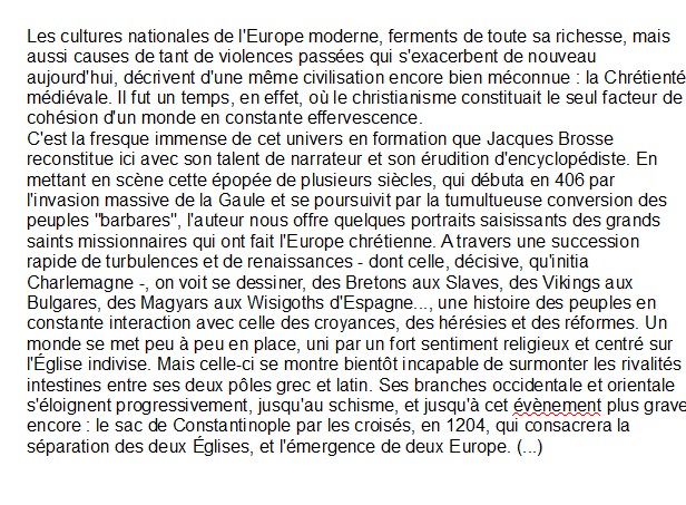 Histoire de la chrétienté d'Orient et d'Occident , Jacques Brosse