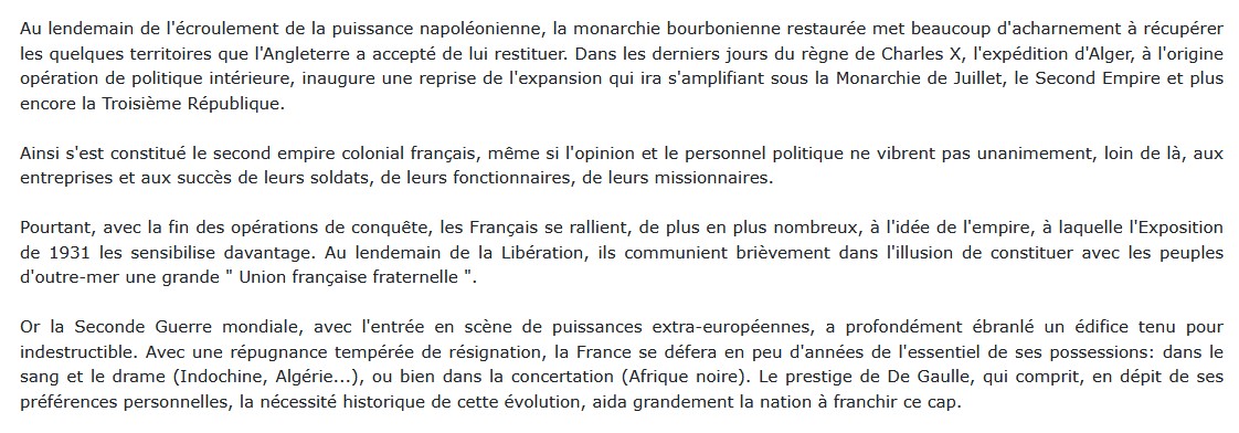 Histoire de la colonisation française - Flux et reflux (1815-1962)