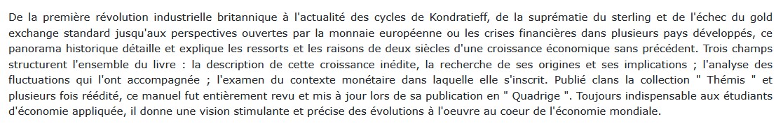 Histoire des faits économiques contemporains, Maurice Niveau et Yves Crozet