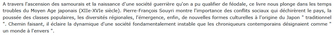 Histoire du Japon médiéval, Pierre-François Souyri 