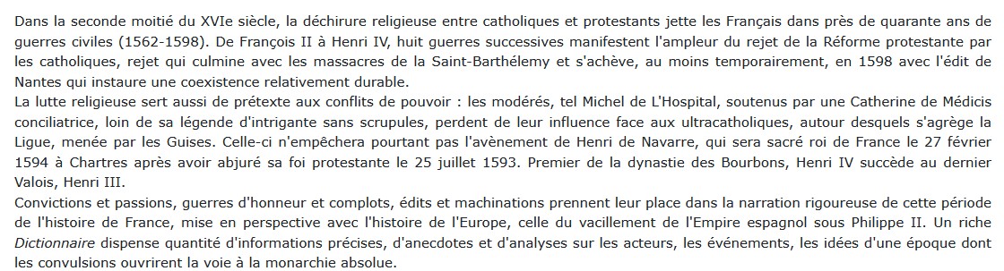 Histoire et dictionnaire des guerres de religion, 1559-1598