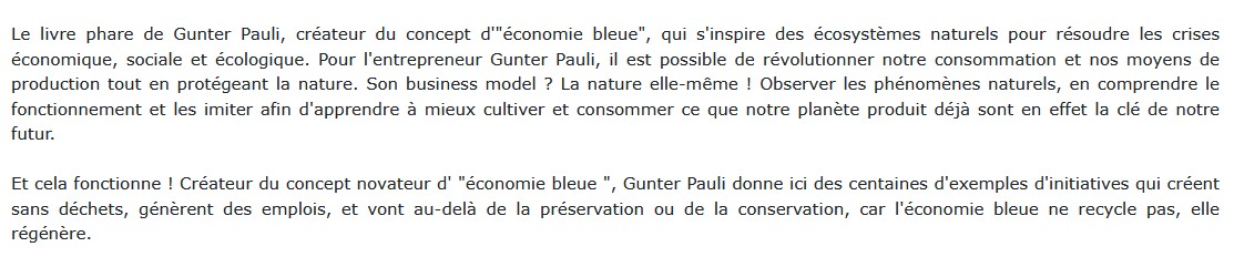 L'Economie Bleue 5.0, Gunter Pauli