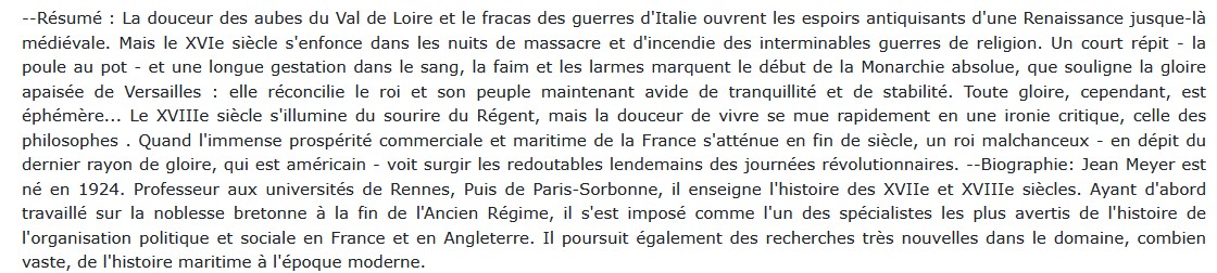 La France Moderne de 1515 à 1789, Jean Meyer