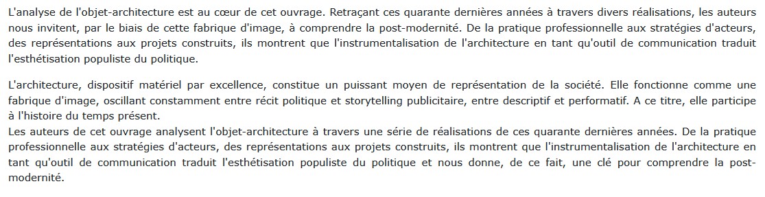 La fabrique des images - L'architecture à l'ère postmoderne, Federico Ferrari