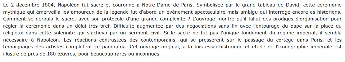 Le Sacre de Napoléon : 2 décembre 1804, Thierry Lentz   