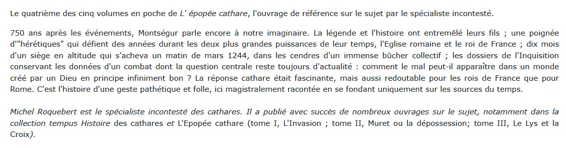L'épopée Cathare - Tome 4 : mourir à Montségur (1230-1244),  Michel Roquebert 