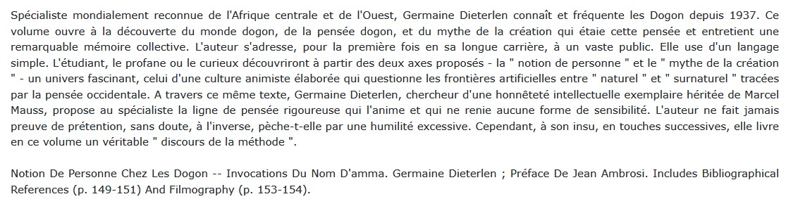 Les Dogon, Germaine Dieterlen