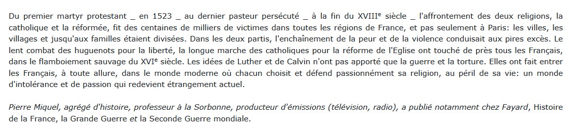 Les guerres de religion, Pierre Miquel