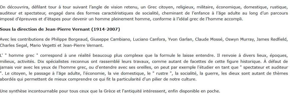 L'homme grec,  Jean-Pierre Vernant