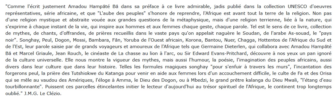 Textes sacrés d'Afrique noire, Germaine Dieterlen