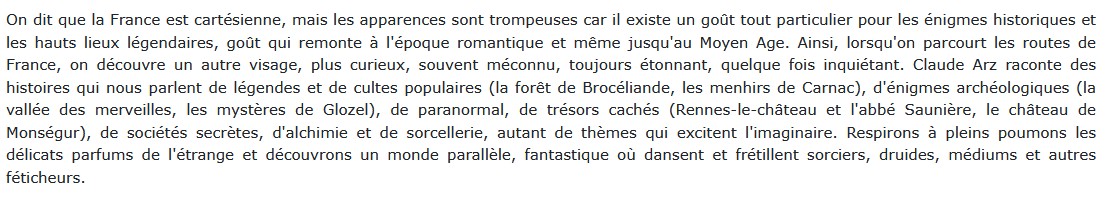 Voyages dans la France mystérieuse, Arz Claude