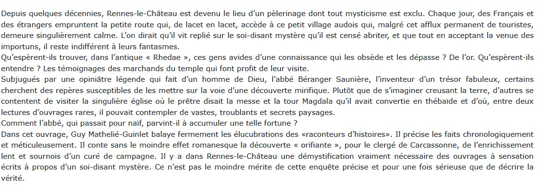 le mystérieux trésor de l'abbé Saunière
