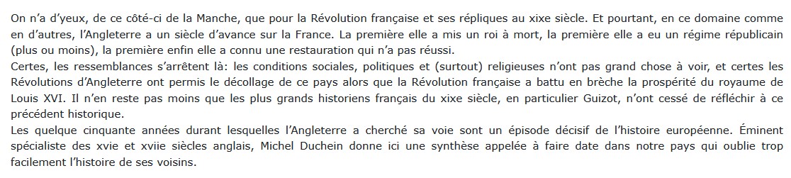 50 années qui ébranlèrent l'Angleterre - Les deux Révolutions du XVIIe siècle, Michel Duchein 
