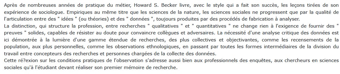 Faire preuve - Des faits aux théories, Howard S. Becker