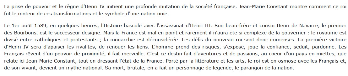 Henri IV roi d'aventure, Jean-Marie Constant
