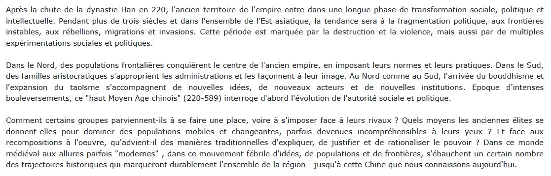 Histoire générale de la Chine (220-589)