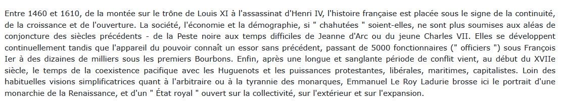 L'État royal, Emmanuel Le Roy Ladurie