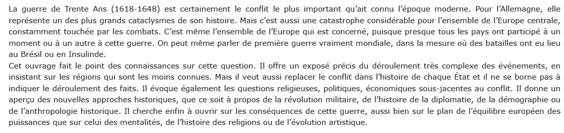 La guerre de Trente Ans, Yves Krumenacker 