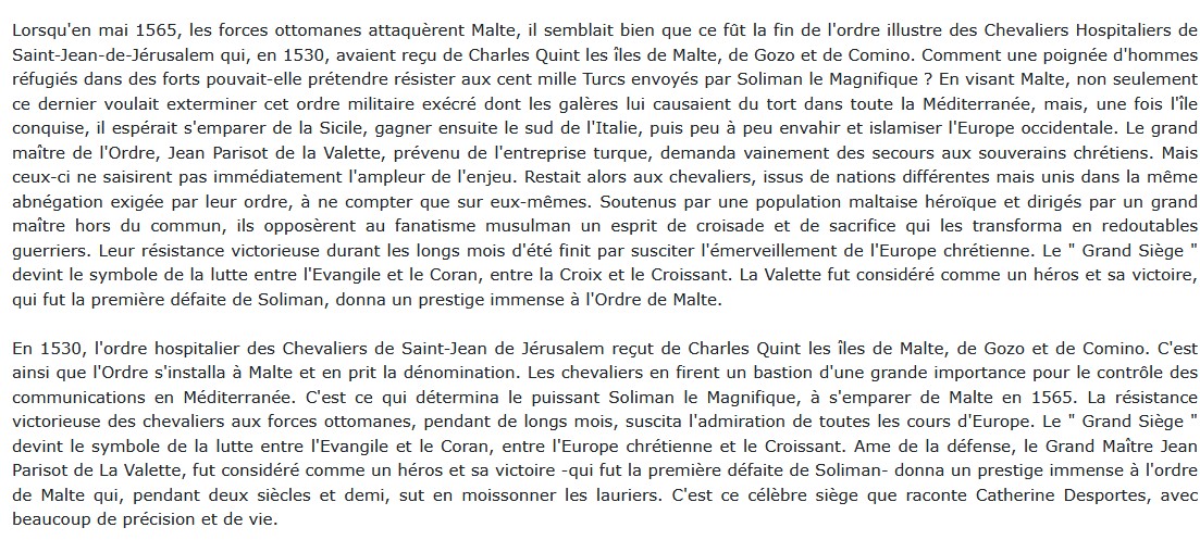 Le siège de Malte - la grande défaite de Soliman le magnifique