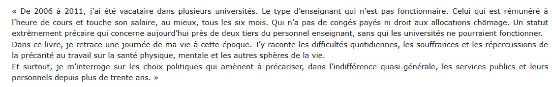 Le vacataire - Expérience vécue de la précarité à l'université 