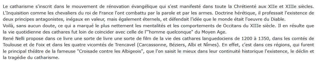 Les cathares du Languedoc au XIIIe siècle, René Nelli 