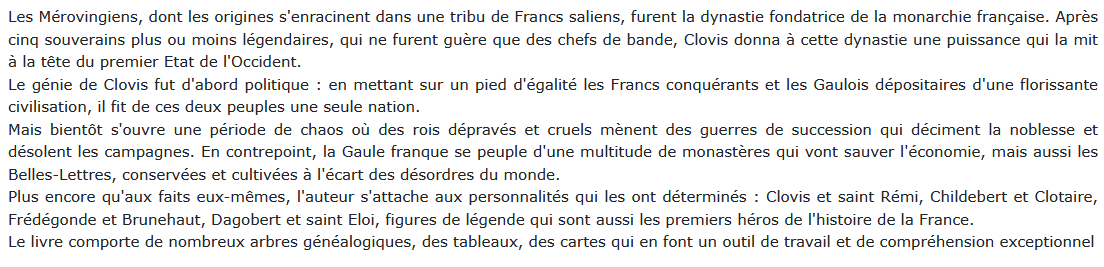 Les premiers rois de France la dynastie des Mérovingiens 350-751, Ivan Gobry