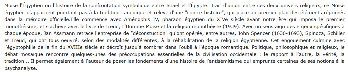 Moïse l'Égyptien, Jan Assmann