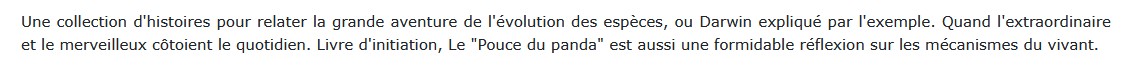 Le Pouce du panda, Stephen Jay Gould 