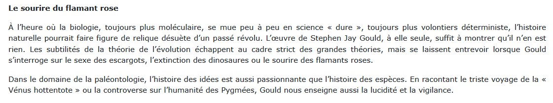 Le Sourire du flamant rose - Réflexions sur l'histoire naturelle, Stephen Jay Gould 
