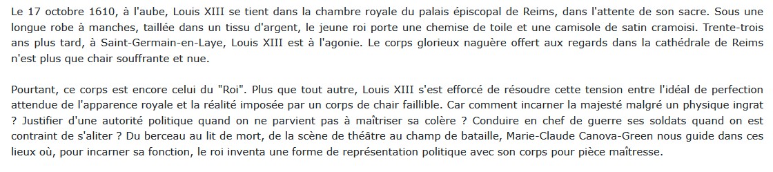 Faire le roi - L'autre corps de Louis XIII, Marie-Claude Canova-Green 