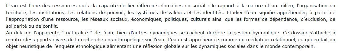 Journal des Anthropologues anthropologie et eau(X)