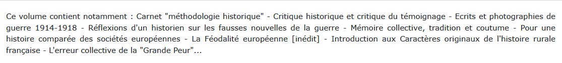 L'Histoire, la Guerre, la Résistance, Marc Bloch