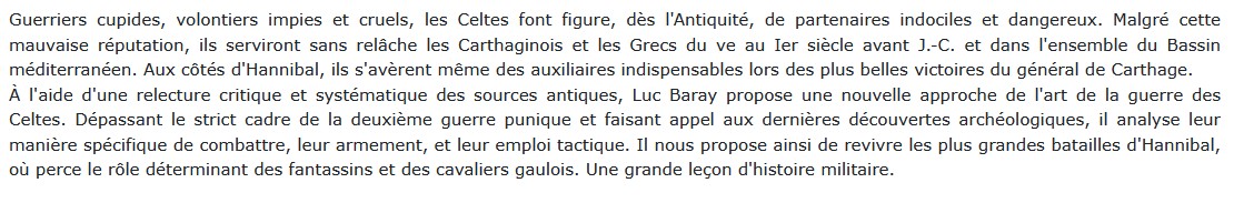 Les Celtes d'Hannibal, Luc Baray 