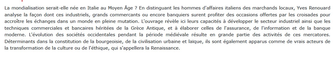 Les hommes d'affaires italiens du moyen âge, Yves Renouard 