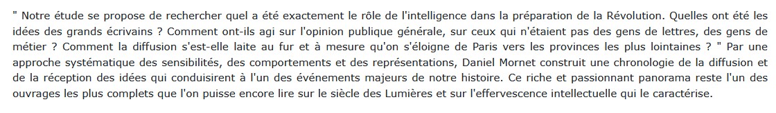 Les origines intellectuelles de la Révolution française : 1715-1787, Daniel Mornet 