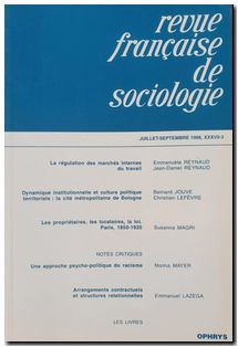 Revue Française de sociologie, 37-3, juillet septembre 1996