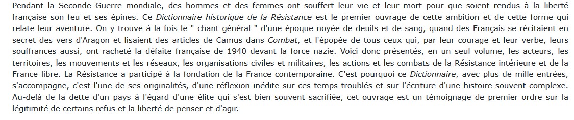 Dictionnaire historique de la Résistance,  François Marcot 