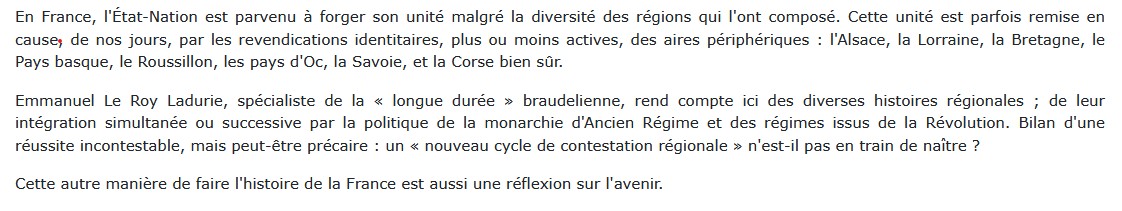 Histoire de France des régions, Emmanuel Le Roy Ladurie