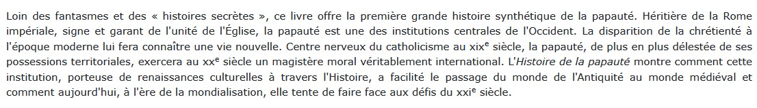 Histoire de la papauté - 2000 ans de missions et de tribulations,  Yves-Marie Hilaire 