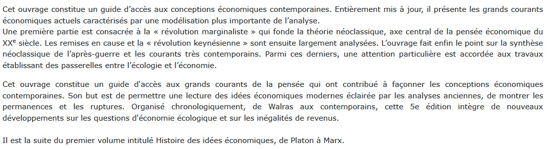 Histoire des idées économiques - Tome 2 : de Walras aux contemporains,  Jean Boncoeur et Hervé Thouément