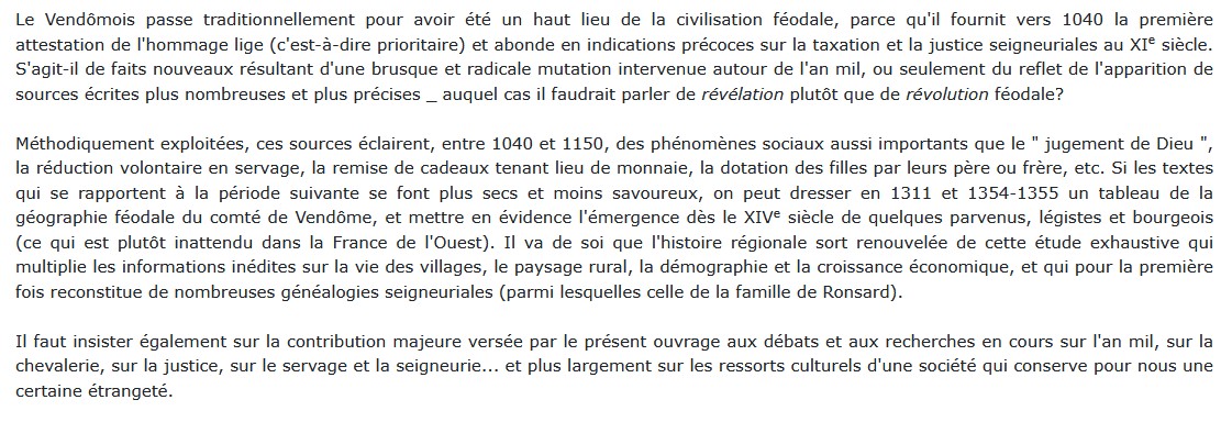La Société dans le comté de Vendôme Dominique Barthélemy