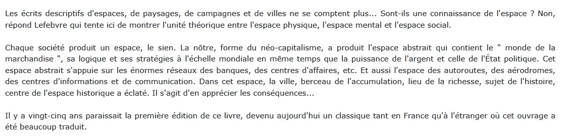 La production de l'espace, Henri Lefebvre