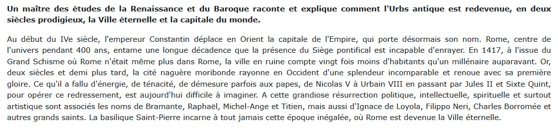 La seconde gloire de Rome - XVe -XVIIe siècle, Jean Delumeau