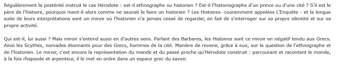 Le Miroir d'Hérodote - Essai sur la représentation de l'autre, François Hartog 