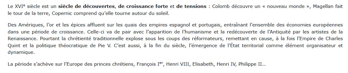 Le XVIe siècle - 1492-1620